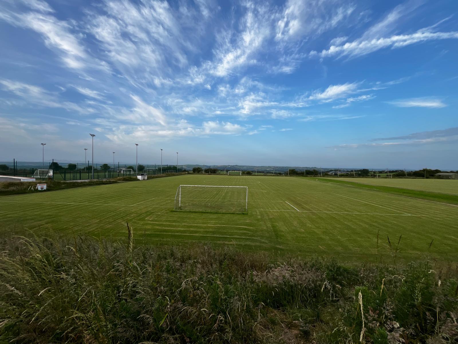 Innishvilla AFC grass pitches and surrounding countryside